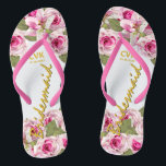 Pink Rose Tiger Lily Wedding Flip Flops<br><div class="desc">Pink Tiger Lilies and Roses with Greenery.</div>