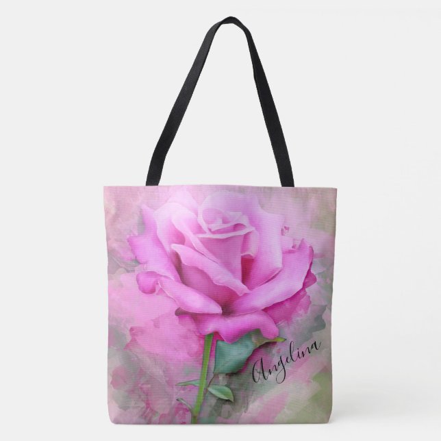 Pink Rose Tote Bag (Front)