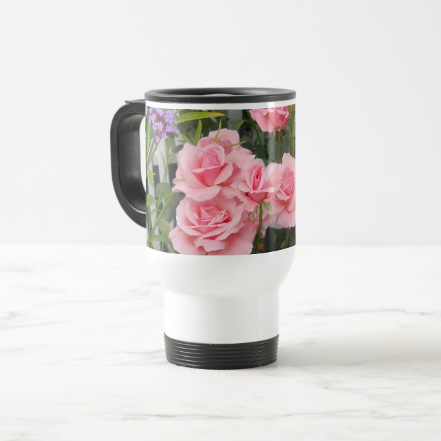 Pink Rose  Travel Mug (Front Left)