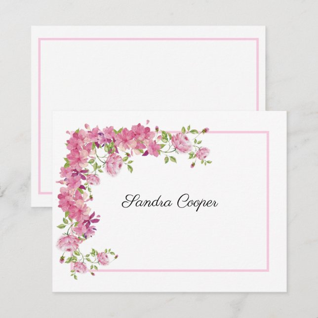 Pink Rose Trellis From Your Desk A Personal Card (Front/Back)