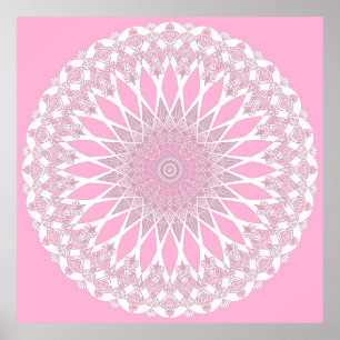 Pink Rose Tristyns Mandala Poster