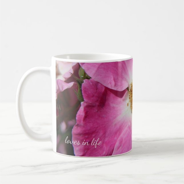 Pink Rose Up-close Coffee Mug (Left)