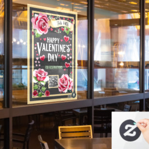 Pink Rose Valentine Window Cling/ 24x36/ Customize Cling