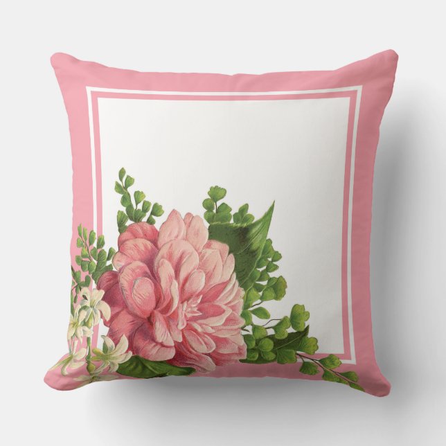 Pink Rose Vintage Floral Bedroom Accent Pillows (Front)