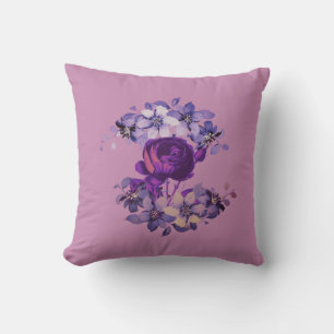 Pink Rose Vintage Floral Throw Pillow