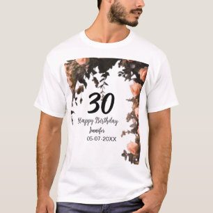 Pink rose vintage flower modern 30th birthday  T-Shirt