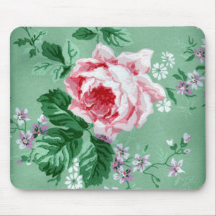 Pink Rose Vintage Wallpaper Mousepad