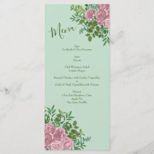 Pink Rose Vintage Wedding Menu