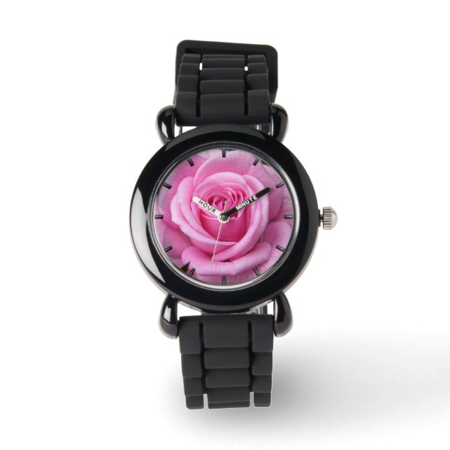 Pink Rose Watch Romantic Rose Wrist Watch Pink (Front)