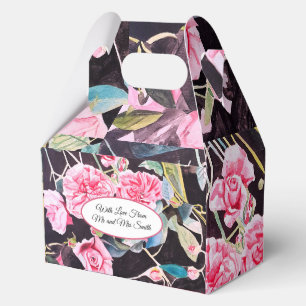 Pink Rose Watercolor Cabbage Vintage Wedding Favor Box