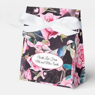 Pink Rose Watercolor Cabbage Vintage Wedding Favor Box