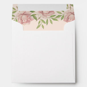 Pink Rose Watercolor Elegant Personalized Envelope