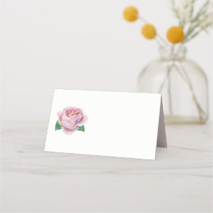 Pink Rose Watercolor Floral Place Card