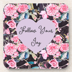 Pink Rose Watercolor Flowers Floral Girls Joy Coaster