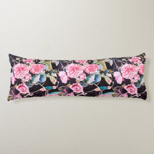 Pink Rose Watercolor Flowers Floral Painting Body Pillow