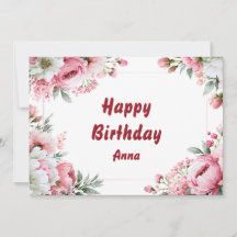 Pink Rose Watercolor Framed Personalized Birthday