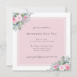Pink Rose Watercolor Mother's Day Invitation