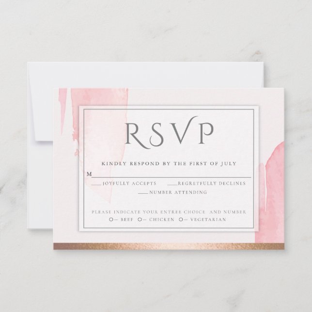 Pink Rose Watercolor Wash RSVP Card (Front)