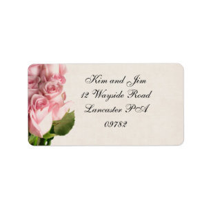 pink rose wedding address label