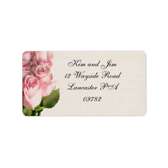 pink rose wedding address label