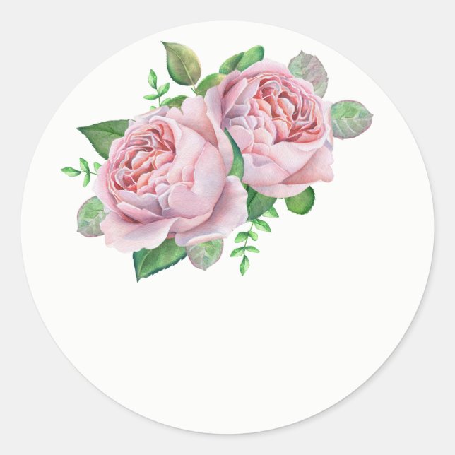 Pink Rose Wedding Favour Stickers (Front)
