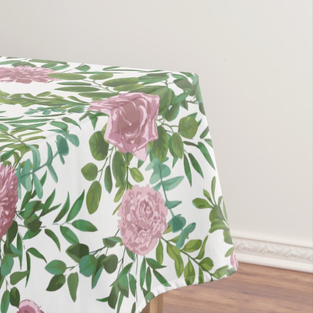 Pink Rose Wedding Floral Pastel Spring Tablecloth (In Situ)
