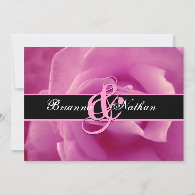 Pink Rose Wedding Invitation (Front)