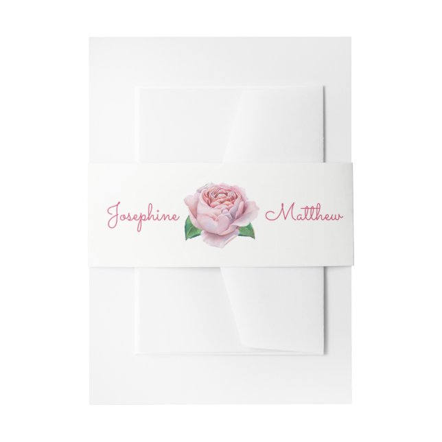 Pink Rose Wedding Invitation Belly Bands Invitation Belly Band (Front Example)