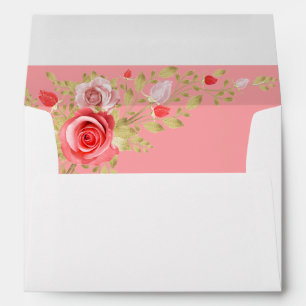 Pink Rose Wedding Invitation Envelope