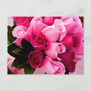 Pink Rose Wedding Note Post Cards