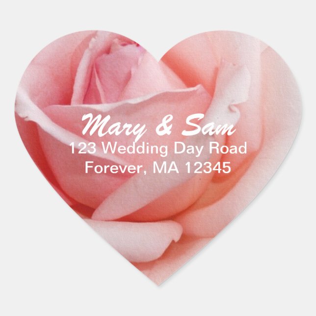 Pink Rose Wedding Stickers and Envelope Seals (Front)