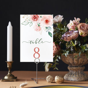 Pink Rose Wedding Table Card
