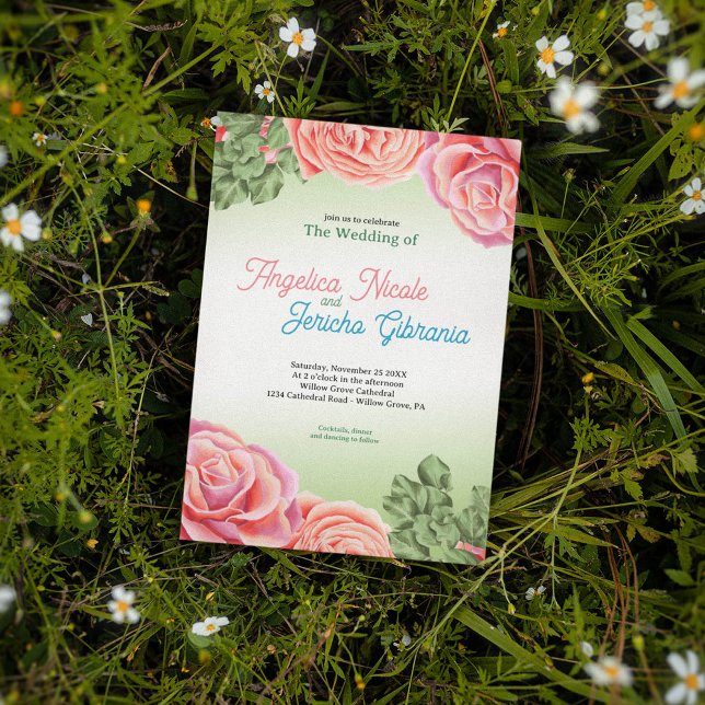 Pink Rose Wedding Theme Invitation (Creator Uploaded)