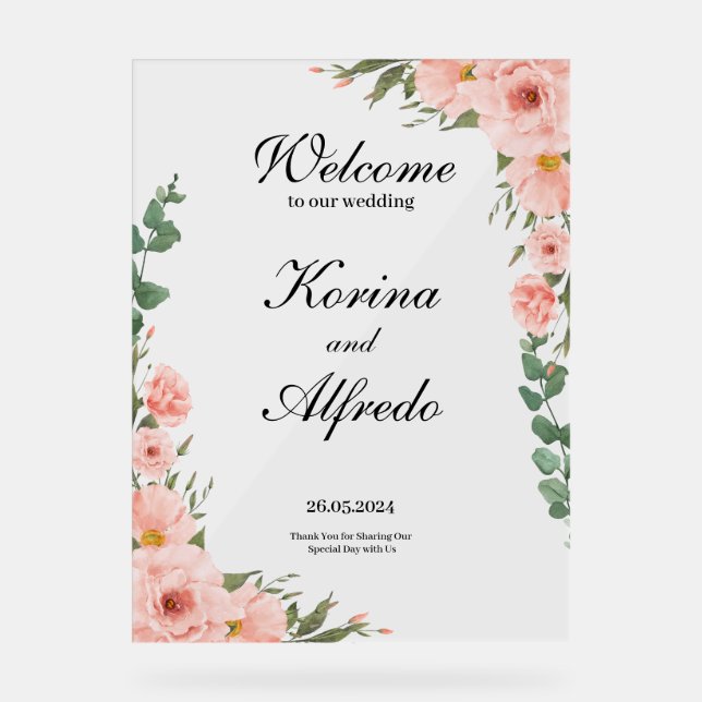 Pink Rose Welcome Sign (Front)