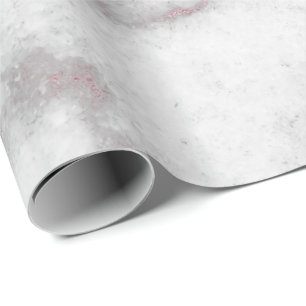 Pink Rose White Silver Grey Carrara Marble Stone Wrapping Paper