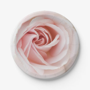 Pink Rose & White Wood Shabby Chic Bridal Shower Paper Plate