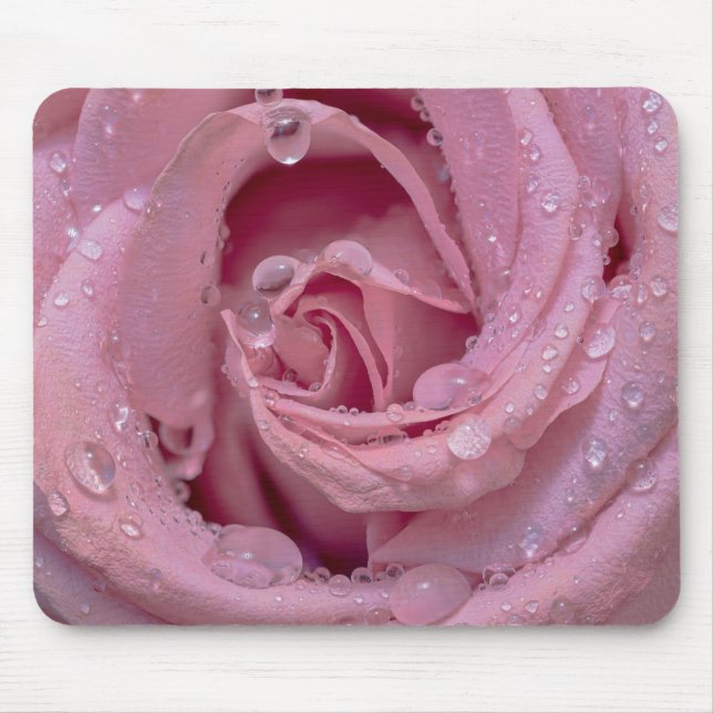 Pink Rose with Dewdrops Mouse Pad (Front)
