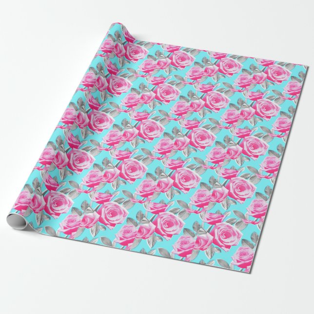 pink rose wrapping paper (Unrolled)