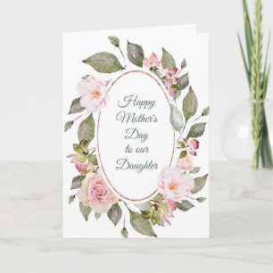 Pink Rose Wreath Daughter Mother's Day Card