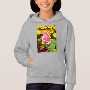 Pink Rose & Yellow Flowers Hoodie