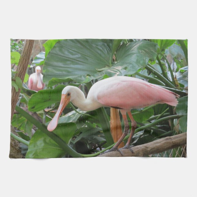 Pink Roseate Spoonbill Exotic Bird Kitchen Kitchen Towel (Horizontal)