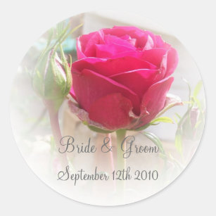 Pink Rosebud Bride And Groom Sticker
