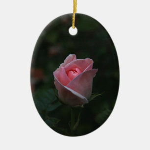 Pink rosebud ceramic ornament