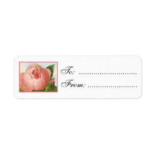 Pink Rosebud Custom Gift Tag Labels
