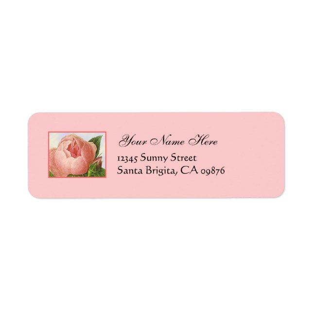 Pink Rosebud Custom Return Address Labels (Front)