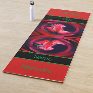 Pink Rosebud Floral Abstract Art Personalized Yoga Mat
