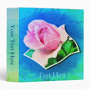 Pink Rosebud Flower Art Personalized Binder