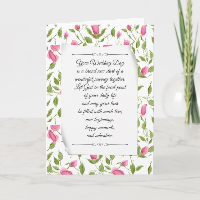Pink Rosebud for Wedding  Card (Front)