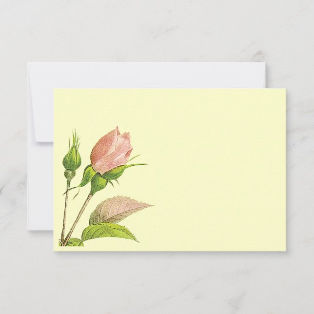 Pink Rosebud Invitation Réponse Modèle (Devant)