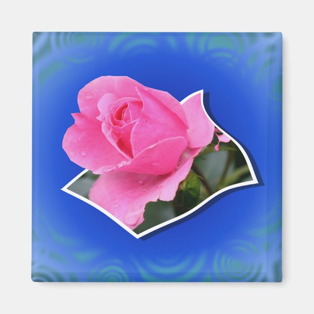 Pink Rosebud Pop Out Floral Magnet (Front)